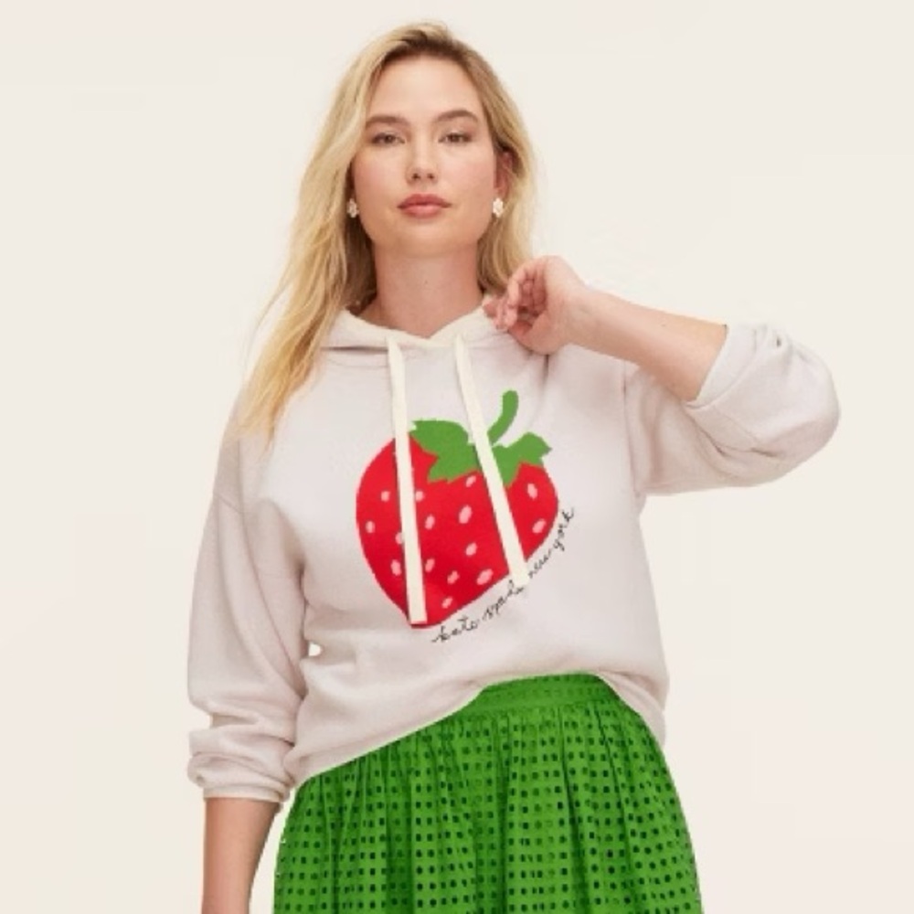 kate spade Cream and Red Crew Neck Sweater with Strawberry Design - Picture 2 of 5